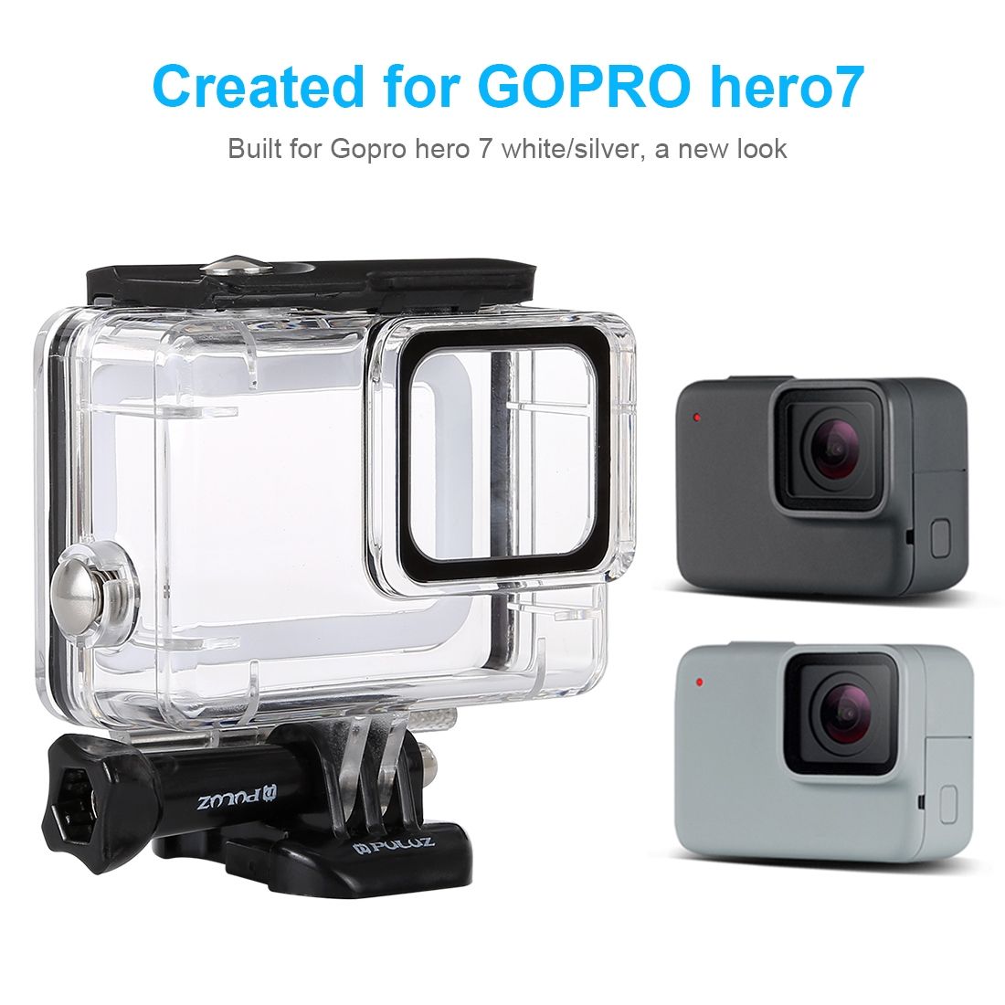 PULUZ 45m Underwater Waterproof Housing Diving Case For GoPro HERO7 Silver / HERO7 White, With Buckle Basic Mount & Screw(Transparent)