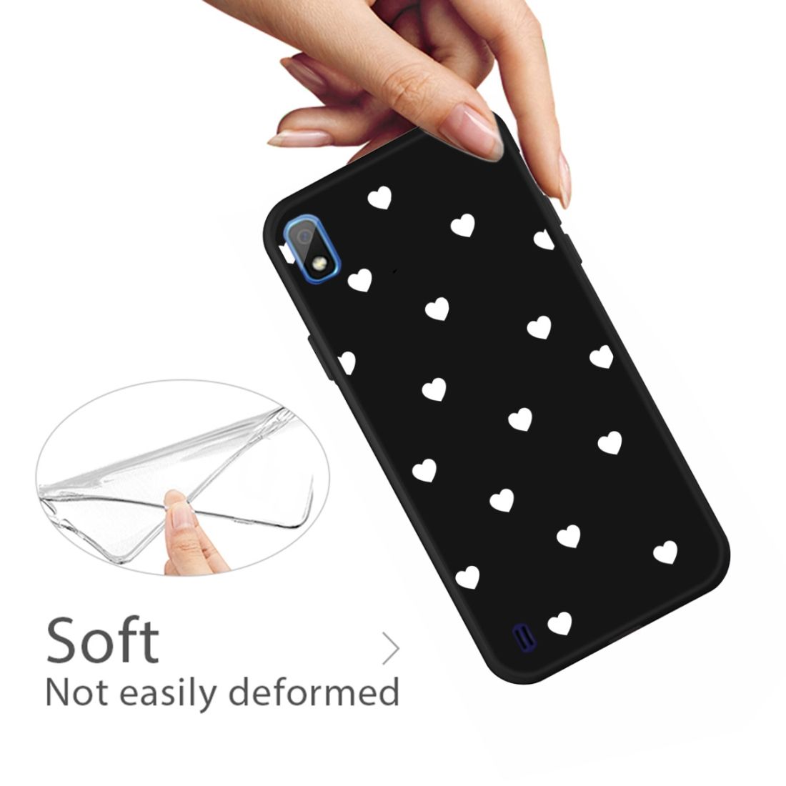 For Galaxy A10 Multi Love Heart Pattern Frosted TPU Protective Case(Black)