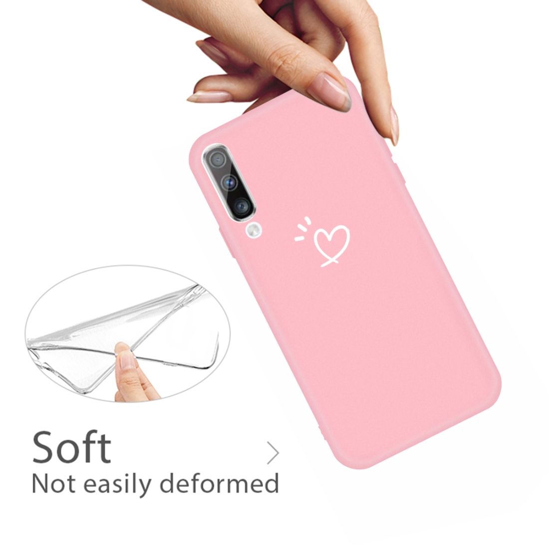 For Galaxy A70 Love Heart Pattern Frosted TPU Protective Case(Pink)