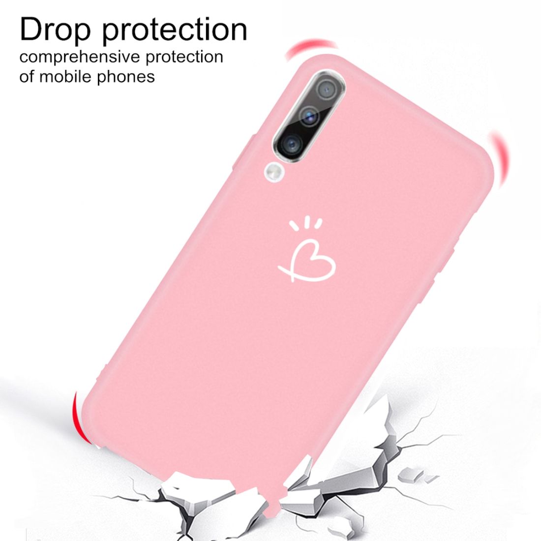 For Galaxy A70 Love Heart Pattern Frosted TPU Protective Case(Pink)