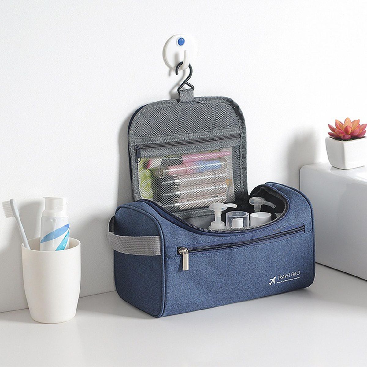 Wash Pouch Men Travel Hanging Wash Pouch Navy Blue