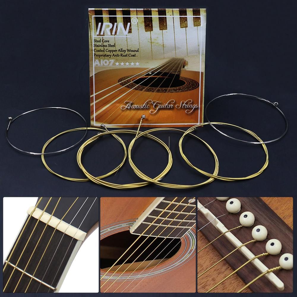 Acoustic Folk Guitar Strings Replacement Full Set 6pcs(.011-.052) Steel Core Copper Alloy Wound with End Ball Medium Tension