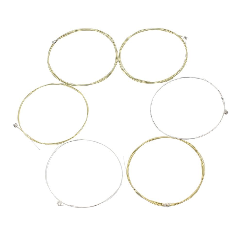 Acoustic Folk Guitar Strings Replacement Full Set 6pcs(.011-.052) Steel Core Copper Alloy Wound with End Ball Medium Tension