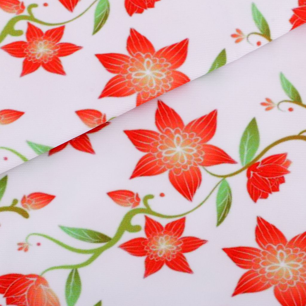 Printed Waterproof Fabric By Yard For Pillows, White + Flower