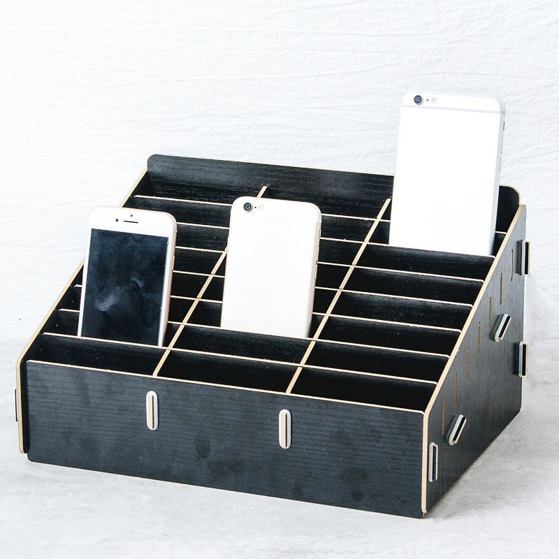 Multifunctional Desktop Shelf, Style:  24 Grids (Black Oak)