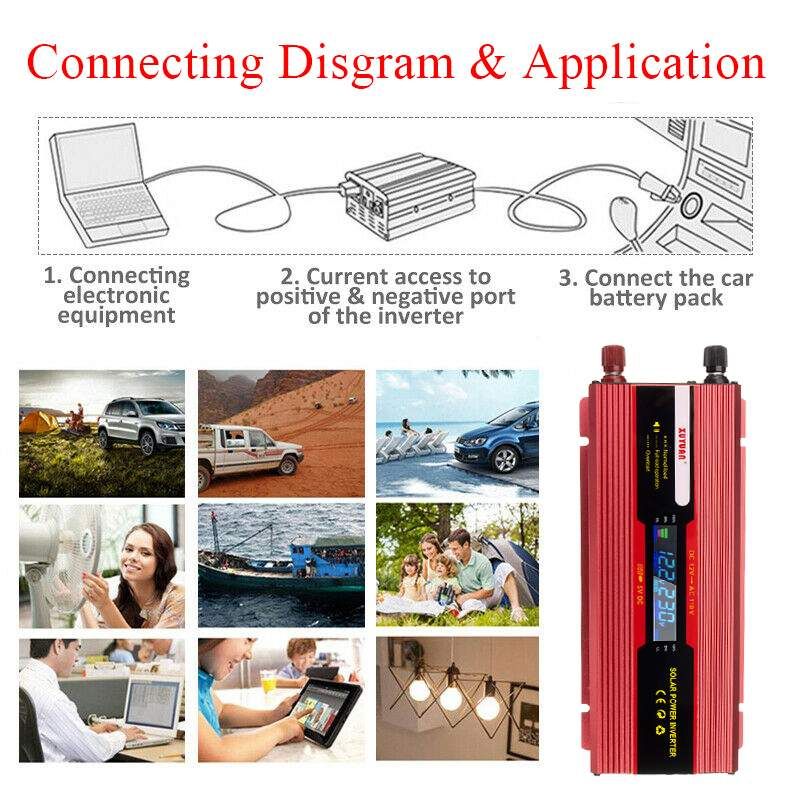 2000W/4000W/6000W DC 12V To AC 220V Modified Sine Wave Inverter Charger Converter Adapter With Intelligent Dual Digital Display-4000W