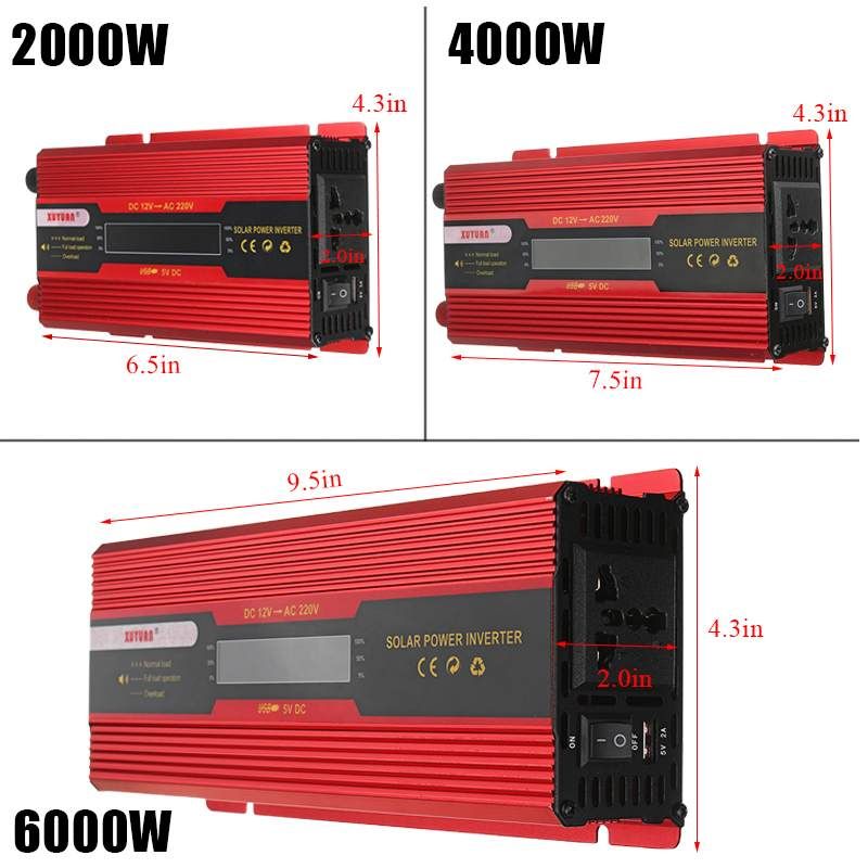 2000W/4000W/6000W DC 12V To AC 220V Modified Sine Wave Inverter Charger Converter Adapter With Intelligent Dual Digital Display-4000W