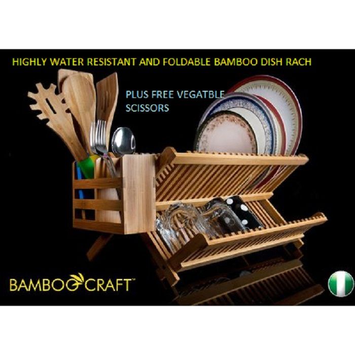 Long-lasting Bamboo Dish Rack PLUS FREE VEGETABLE SCISSORS