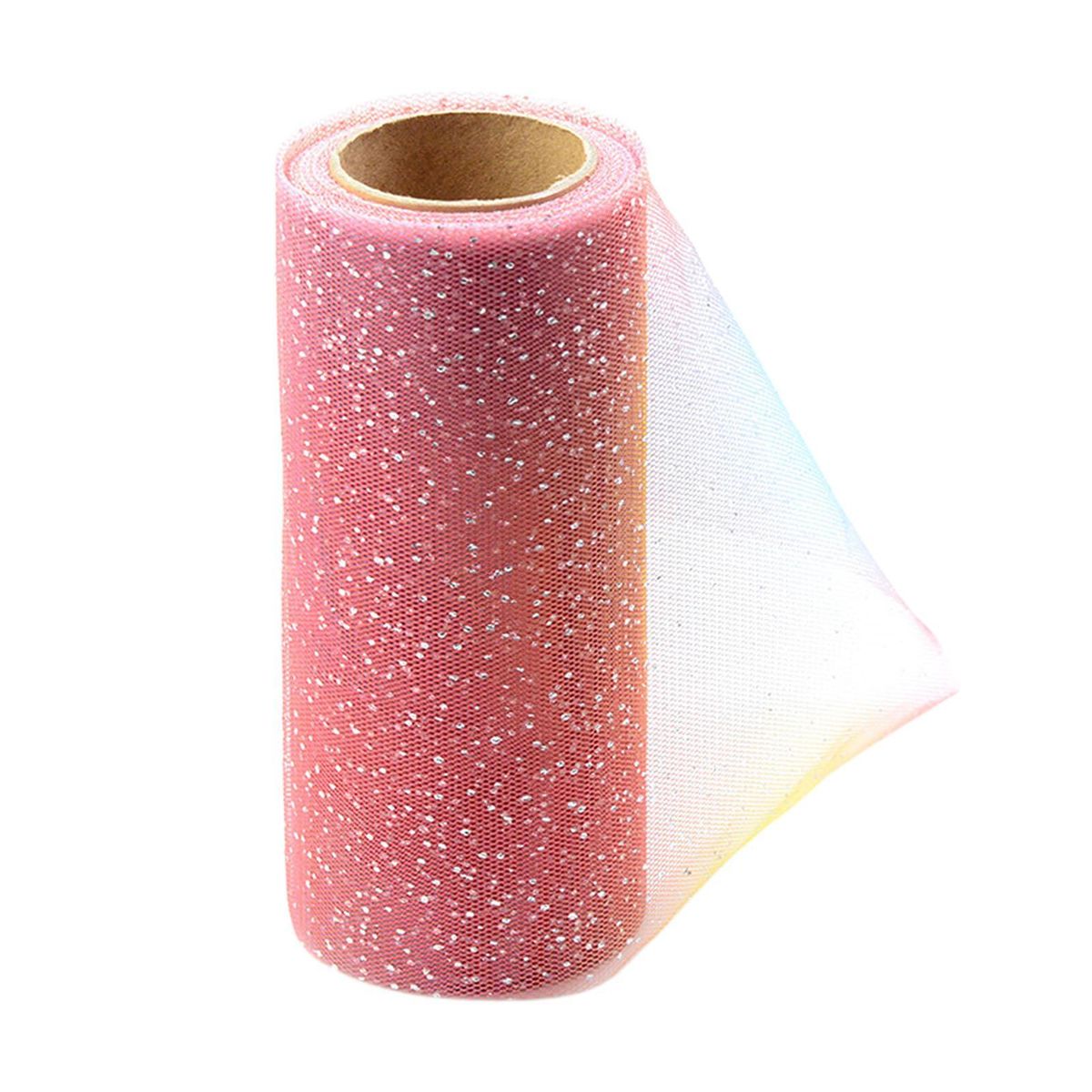 Sequin Rainbow Glitter Tulle Netting Ribbon  For Pink