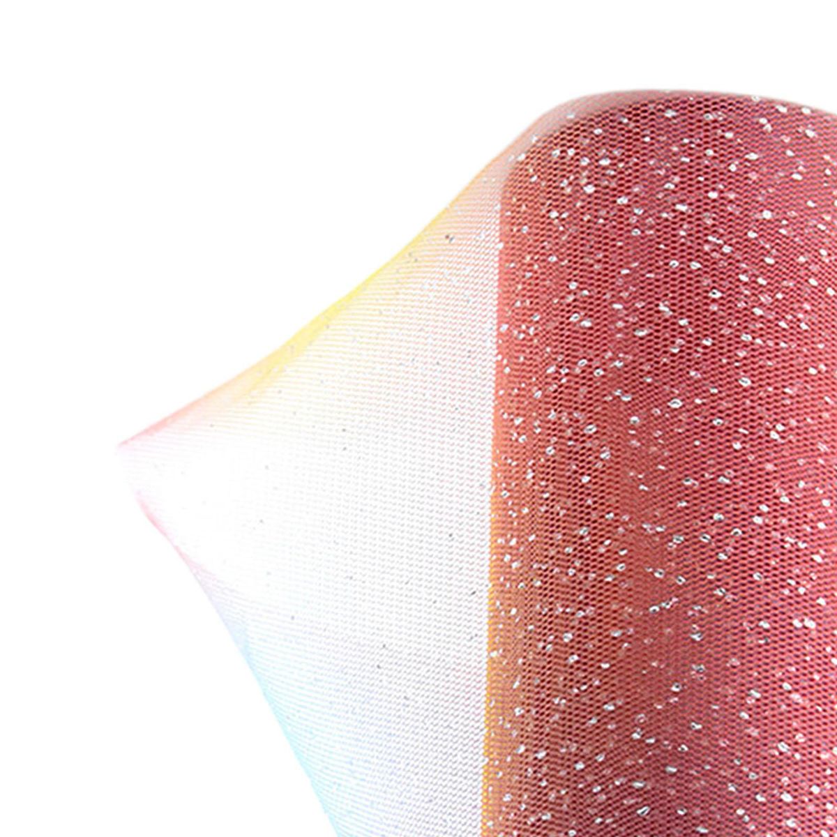 Sequin Rainbow Glitter Tulle Netting Ribbon  For Pink