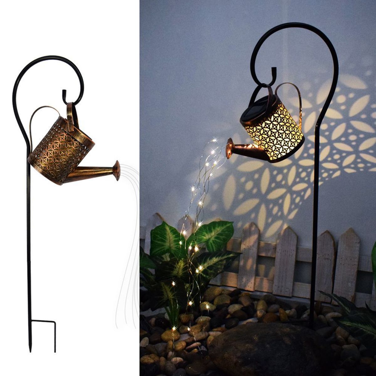 Iron Hollow Projection Lamp Solar Outdoor Waterproof Patio