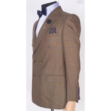 Double Breasted 2 Piece Suit - Brown