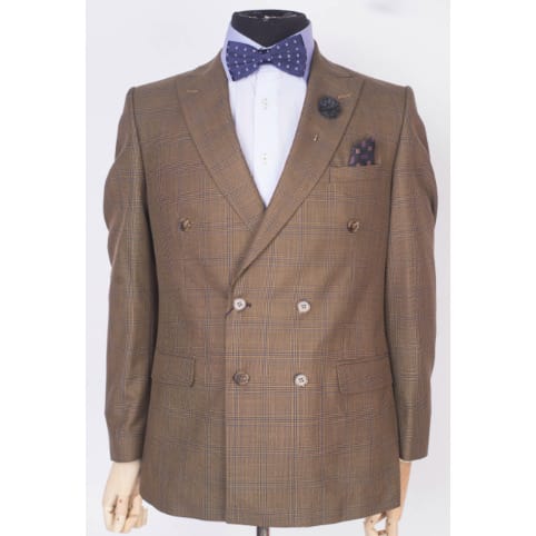Double Breasted 2 Piece Suit - Brown