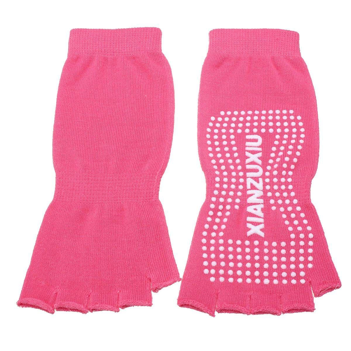 Toeless Half Toe Exercise Fitness Non Slip Massage Gym Sport Pilates Yoga Socks Watermelon Red