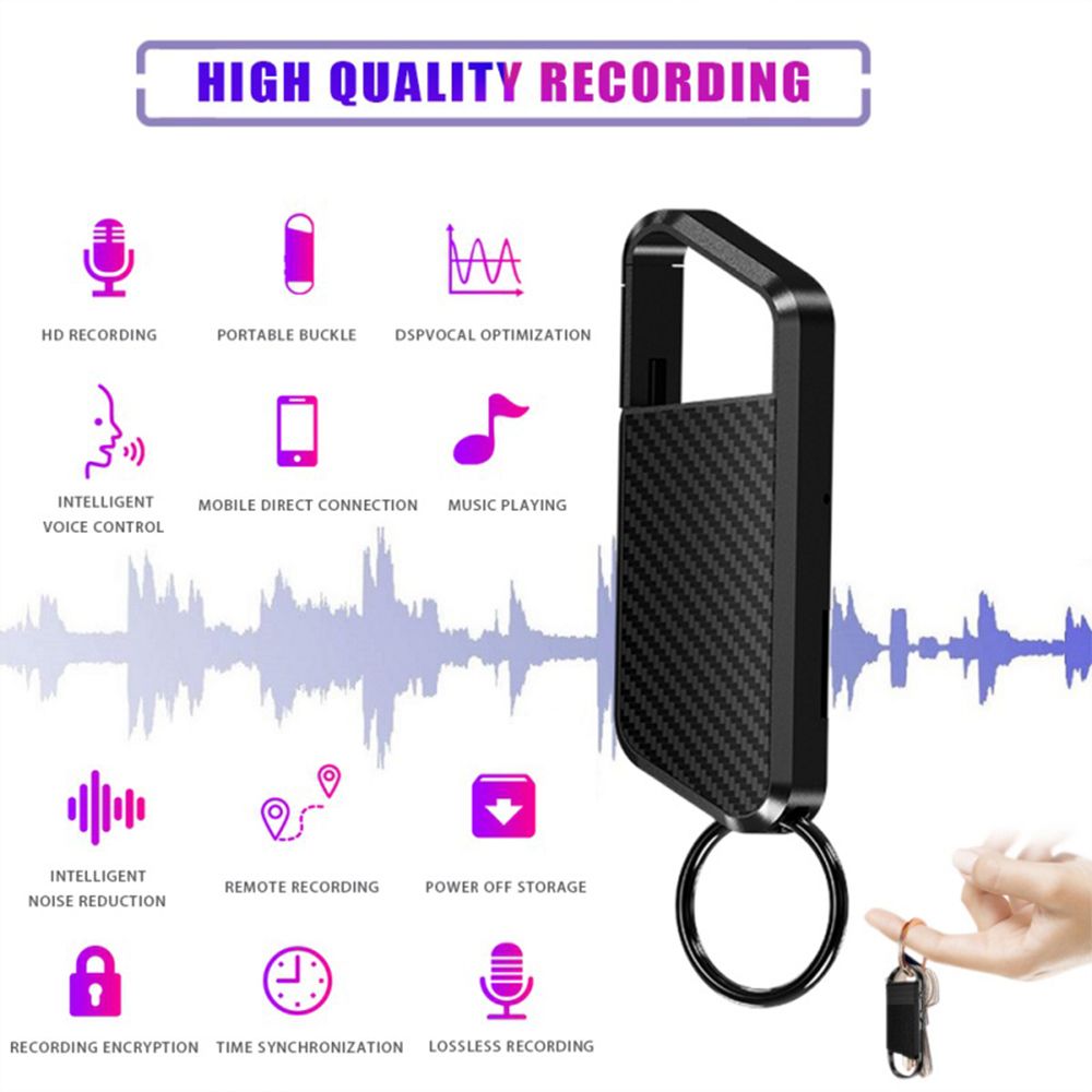 Mini Dictaphone Noise Reduction Smart Audio Recorder Portable Hook Keychain Meeting Recorder USB