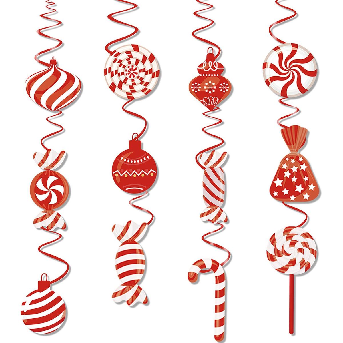 High-quality Christmas Pendant 12pcs Festive Candy Spiral for Home