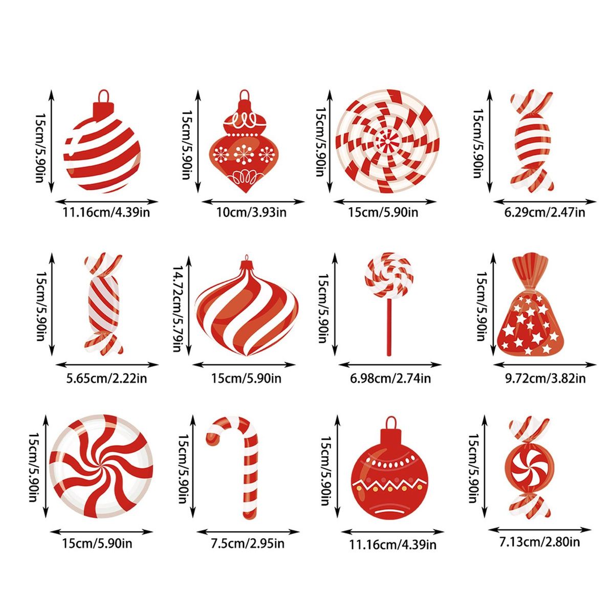 High-quality Christmas Pendant 12pcs Festive Candy Spiral for Home