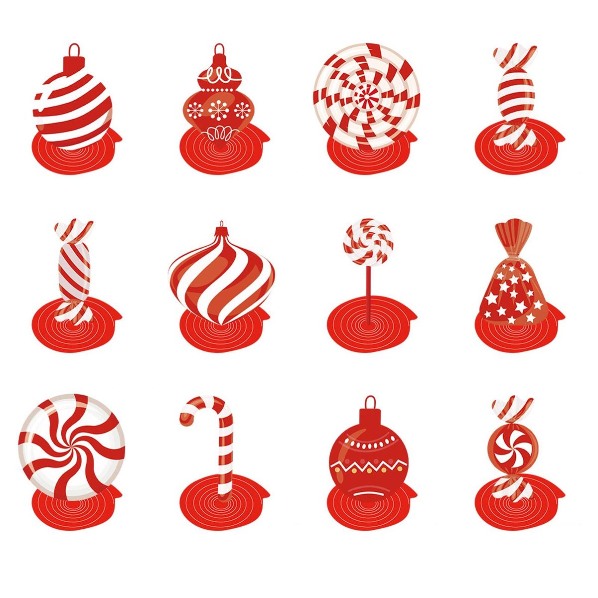 High-quality Christmas Pendant 12pcs Festive Candy Spiral for Home