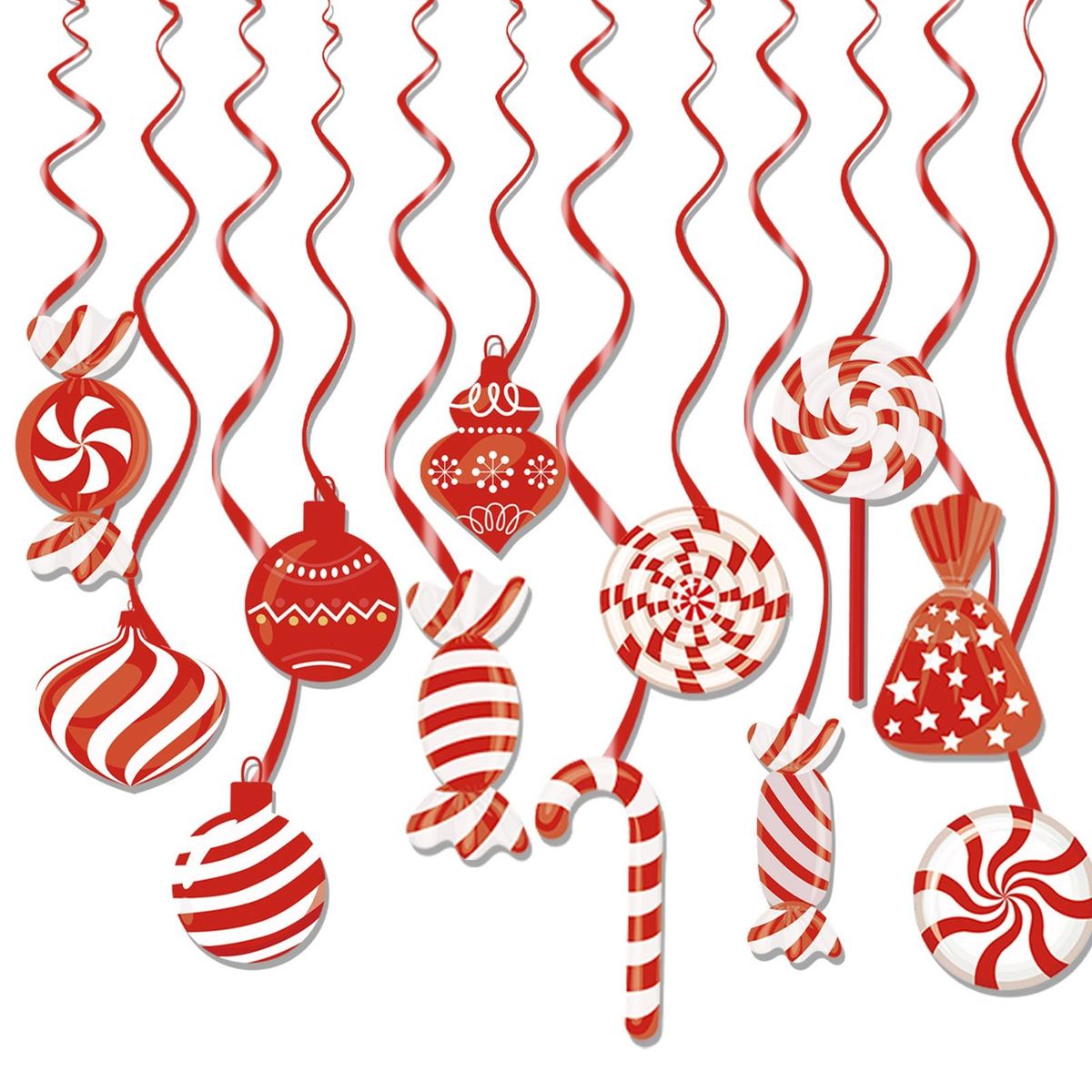 High-quality Christmas Pendant 12pcs Festive Candy Spiral for Home