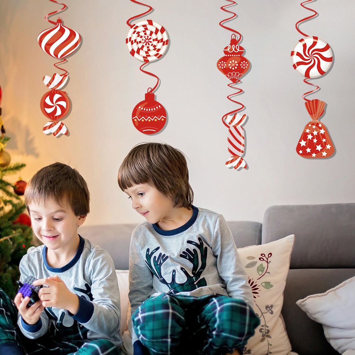 High-quality Christmas Pendant 12pcs Festive Candy Spiral for Home