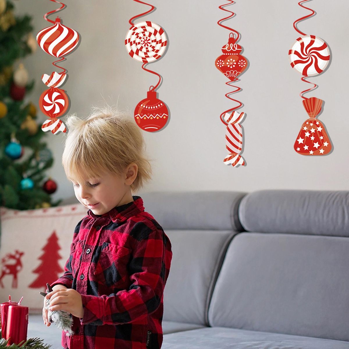 High-quality Christmas Pendant 12pcs Festive Candy Spiral for Home