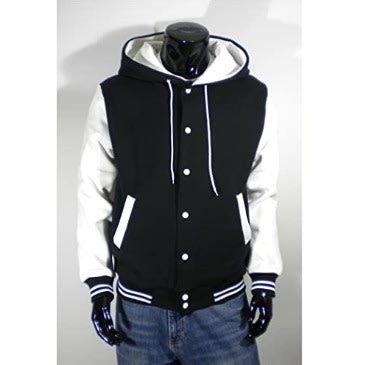 Baseball Varsity Jacket Hoodie - Black And White