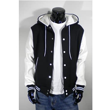 Baseball Varsity Jacket Hoodie - Black And White