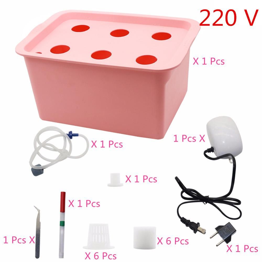 6 Holes Plant Site Hydroponic Garden Pots Planters System Indoor Garden Cabinet Box Grow Kit Bubble Nursery Pots 220V110V 1 Set