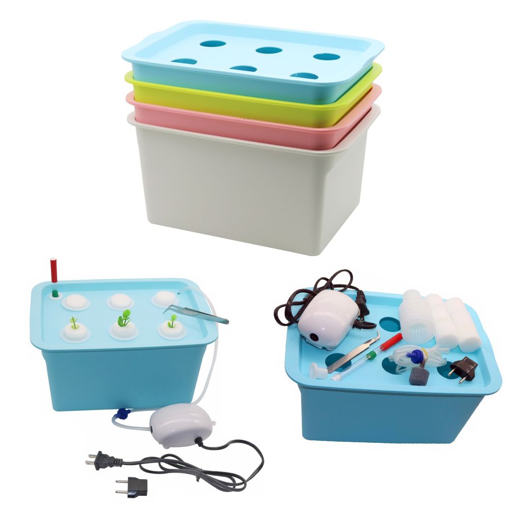6 Holes Plant Site Hydroponic Garden Pots Planters System Indoor Garden Cabinet Box Grow Kit Bubble Nursery Pots 220V110V 1 Set
