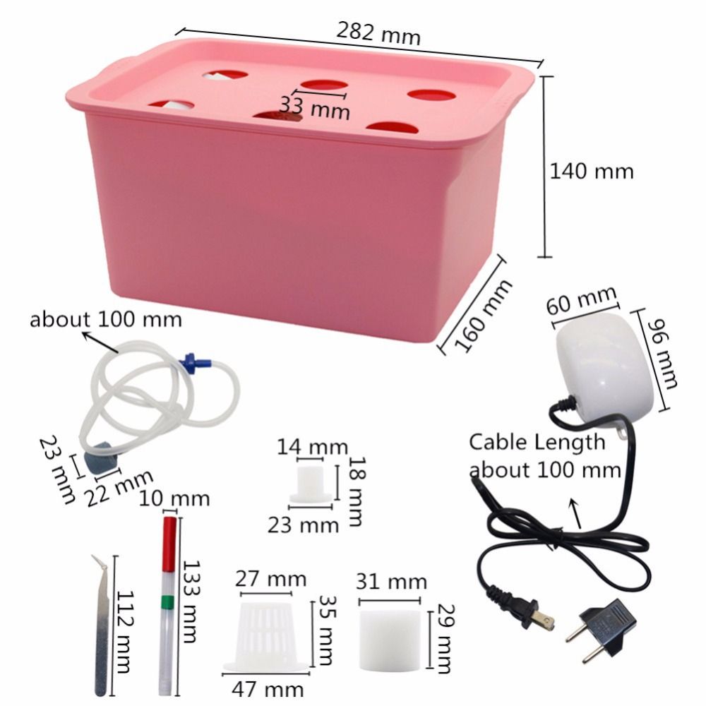 6 Holes Plant Site Hydroponic Garden Pots Planters System Indoor Garden Cabinet Box Grow Kit Bubble Nursery Pots 220V110V 1 Set