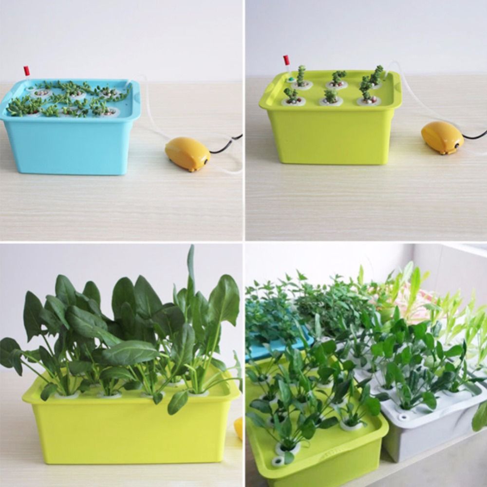 6 Holes Plant Site Hydroponic Garden Pots Planters System Indoor Garden Cabinet Box Grow Kit Bubble Nursery Pots 220V110V 1 Set
