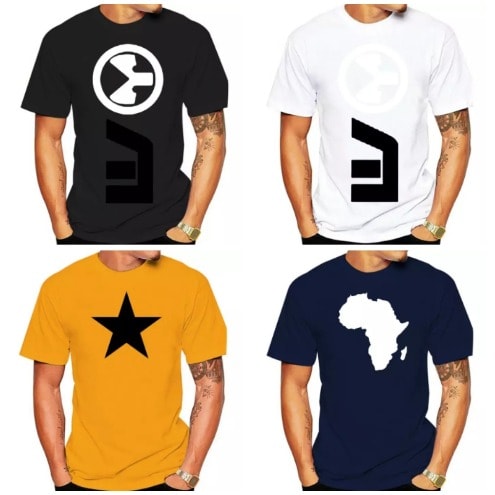4 In 1 Cute Print T-shirts -  Black White Yellow Blue
