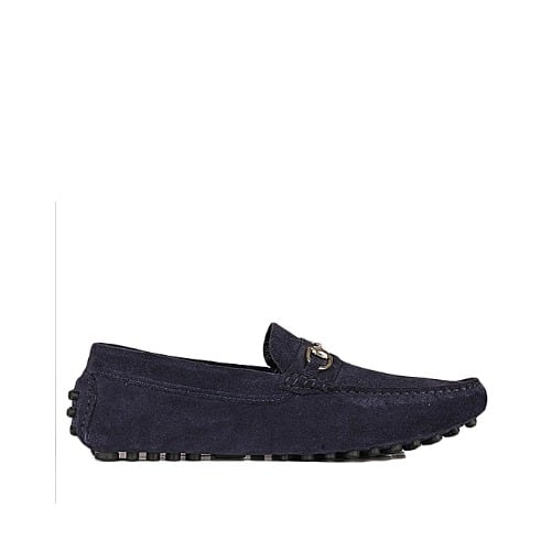 Men's Suede Driving Shoe With Bit - Blue