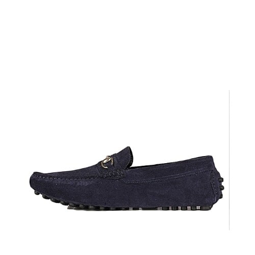Men's Suede Driving Shoe With Bit - Blue