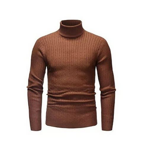 Turtle Neck Top For Men-brown
