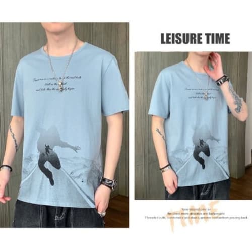 Casual Short Sleeve T-shirt - Blue