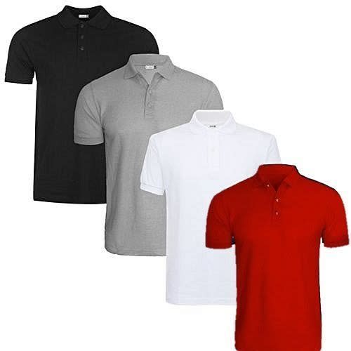 4 In 1  Men's Plain Polo Tshirt -grey/white/black/red