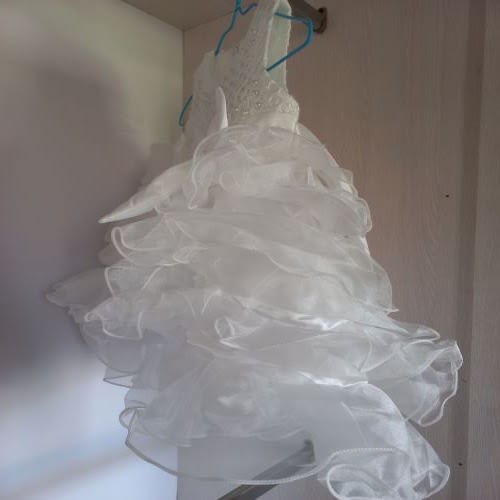Beaded Party Girls Dress - White
