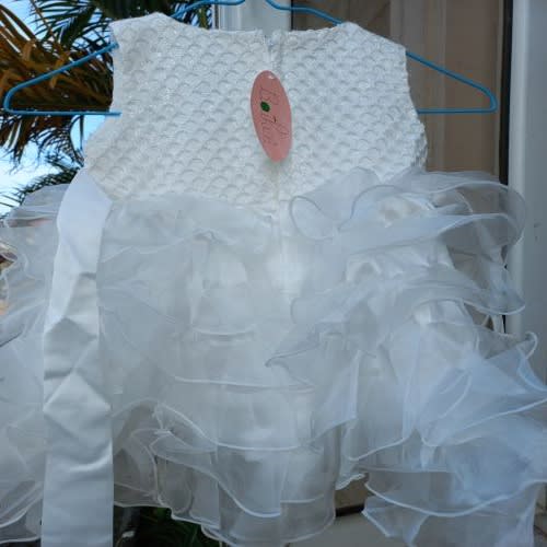 Beaded Party Girls Dress - White