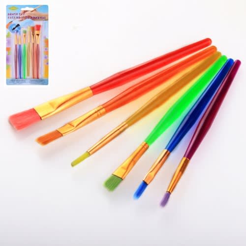 Children Plastic Colored Paint Brush - Set Of 6