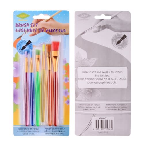 Children Plastic Colored Paint Brush - Set Of 6