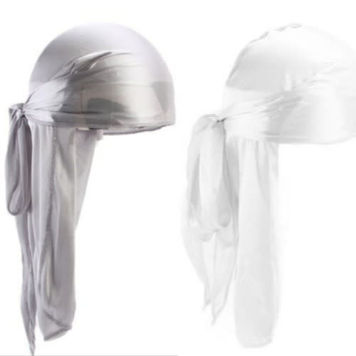2 In 1 Silky Durag(Grey &  White)