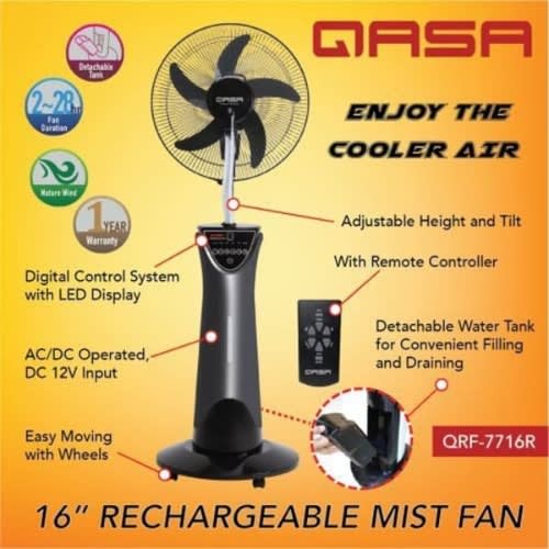 Rechargeable Water Mist Fan With Remote Control 16''