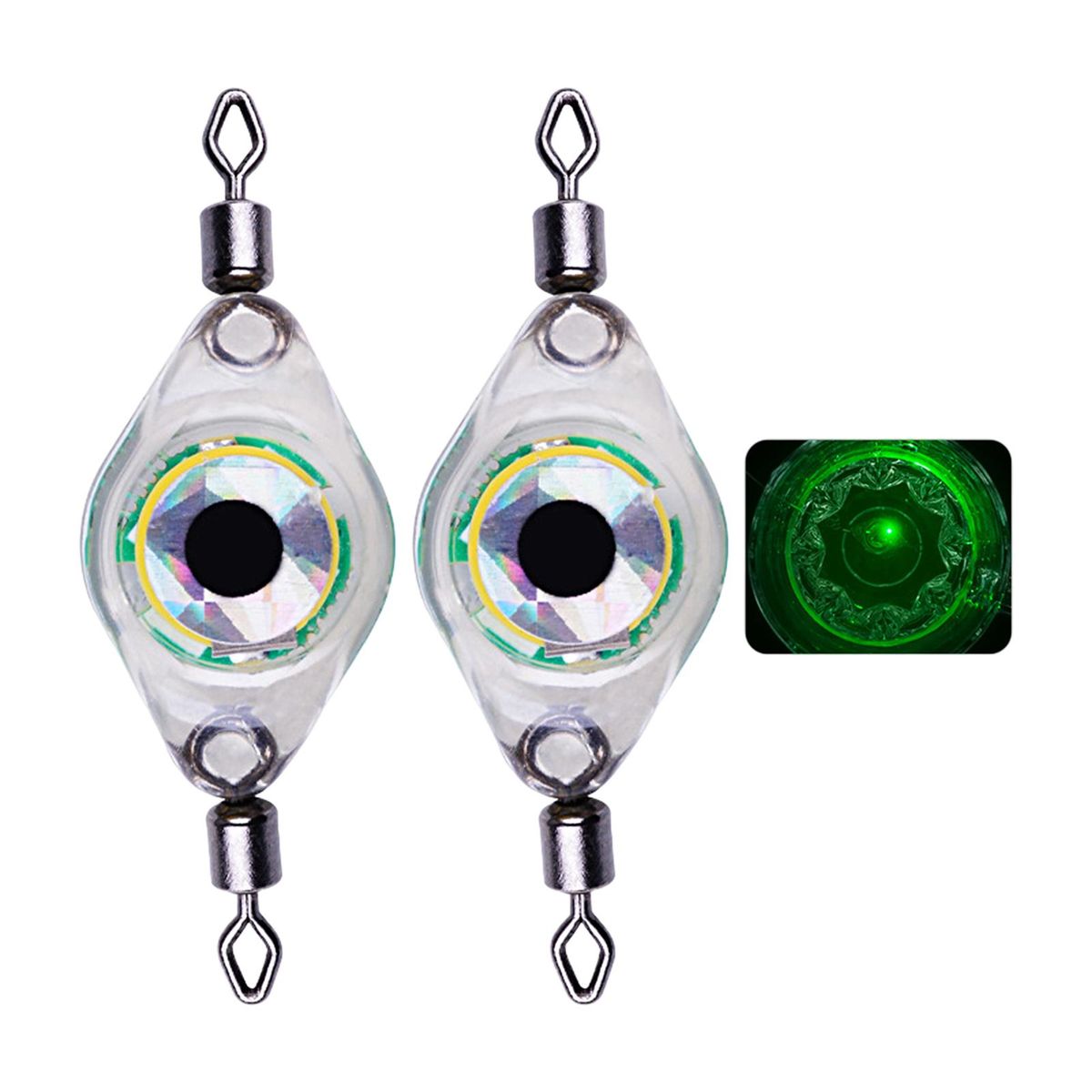 2Pcs LED Attractants Fishing Bait Luminous Underwater LED Lights Green