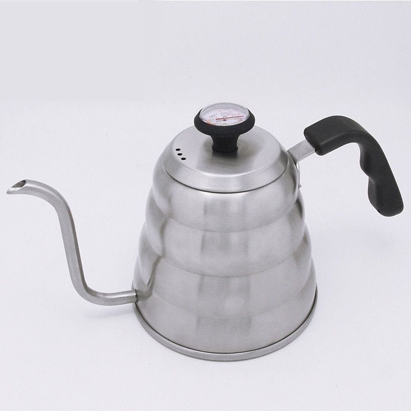 304 Stainless Steel Coffee Drip Goose Neck Kettle Pot With Thermometer Teapot Kettle Tea Maker Bottle Kitchen Accessory 1200ML(#1.2L Thermometer) YUA