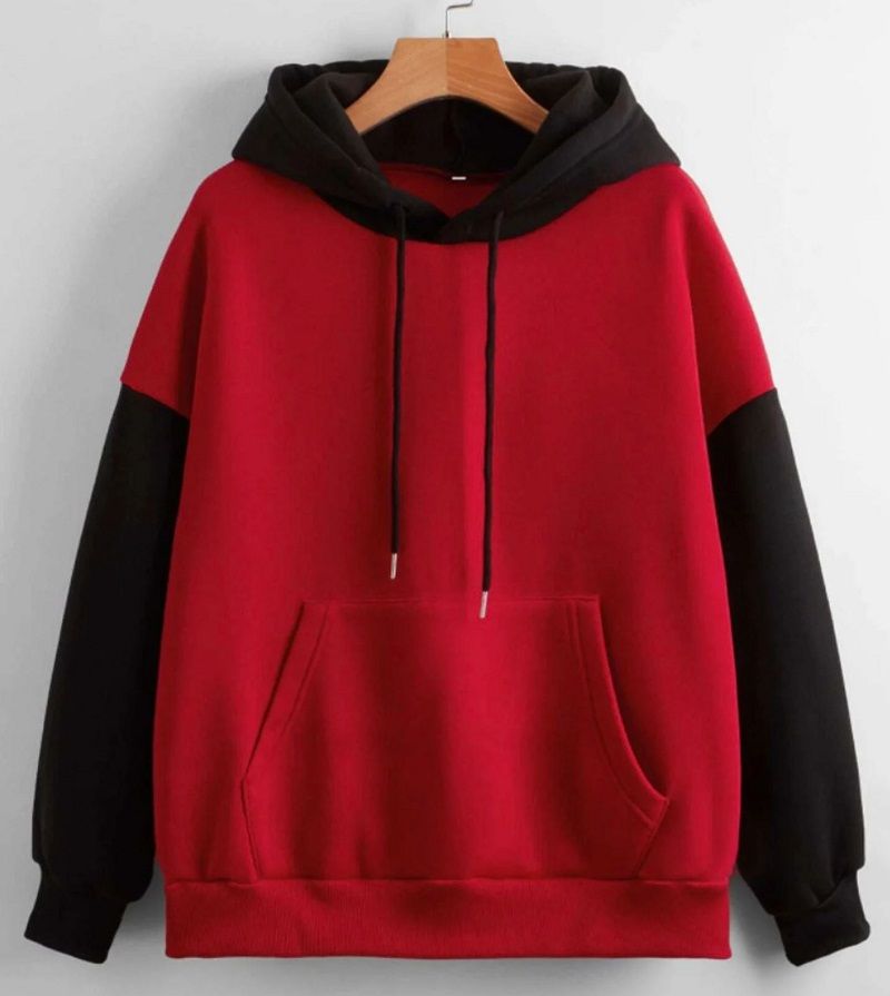 Classic Red & Black Colour Block Hoodie