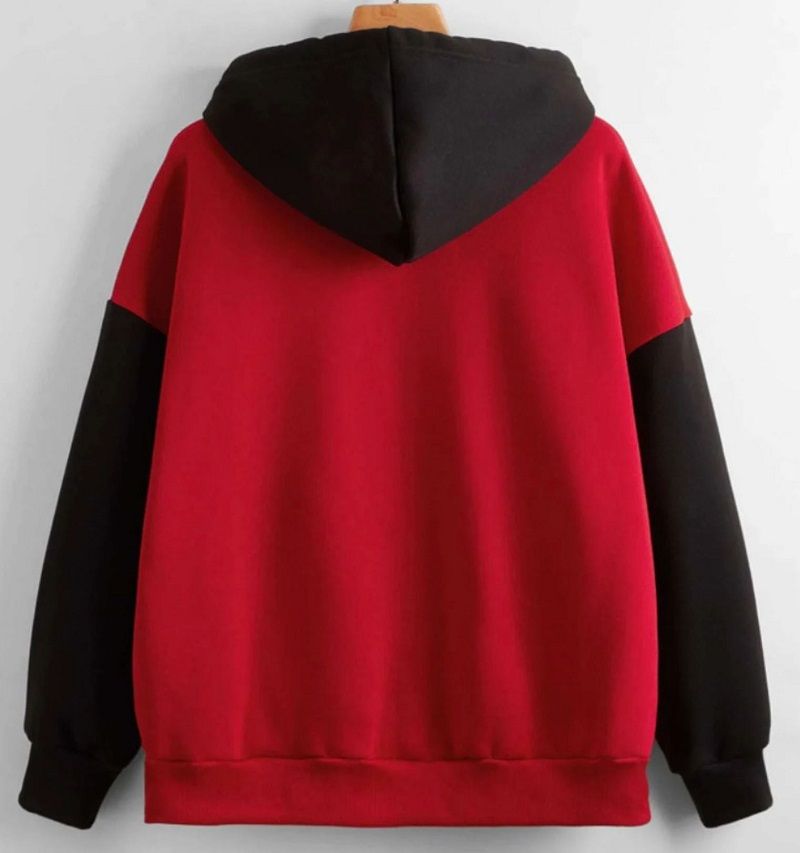 Classic Red & Black Colour Block Hoodie