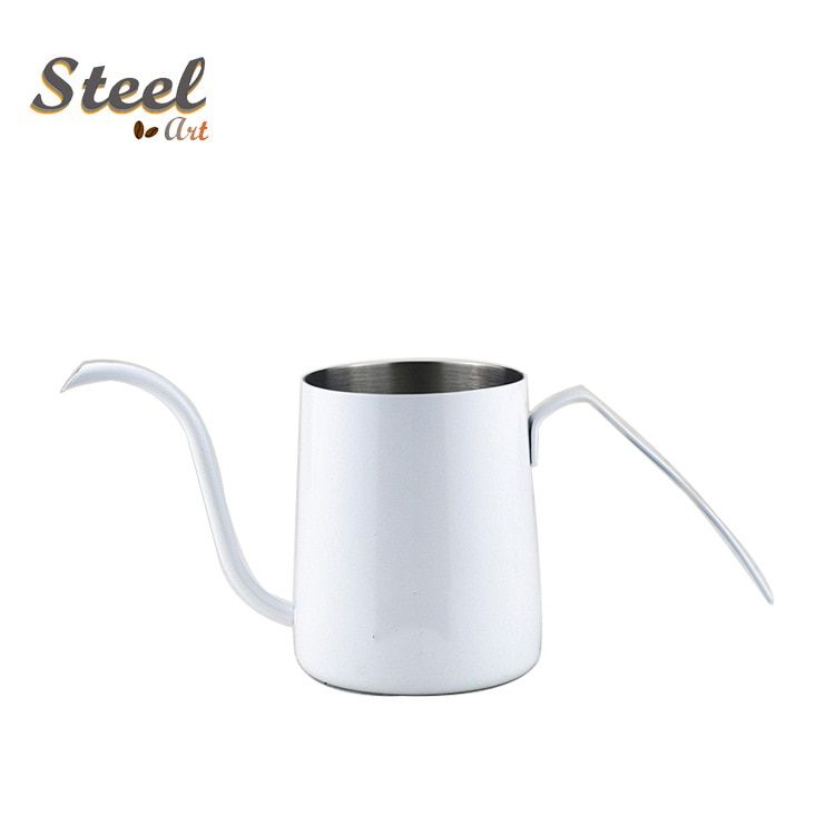 Steel Hanging Ear Coffee Hand Flush Fine Mouth Pot Stainless Steel Drip Ear Filter Bag Long Mouth Pot  Stainless Espresso Maker(#250ml White) YUA