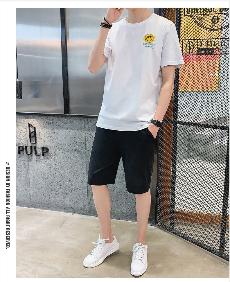 T-Shirts +Shorts 100% Cotton Men's Short Sleeve Set