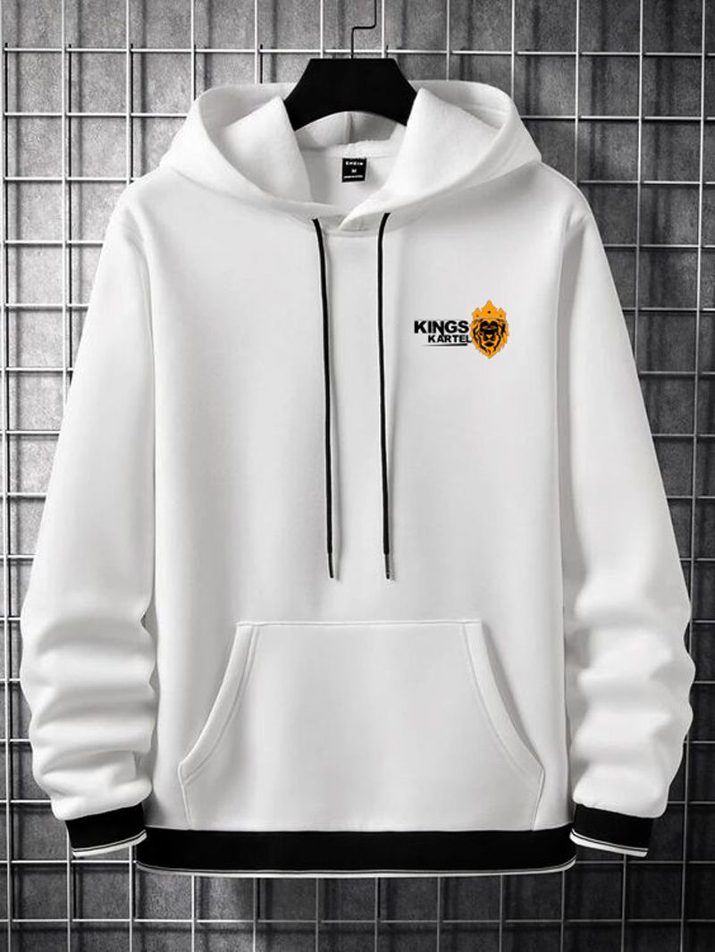 Kings Kartel Stylish White & Black Overhead Hoodie